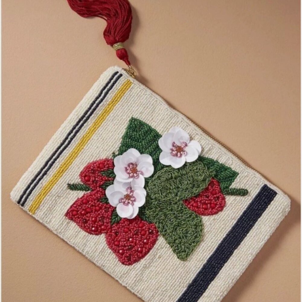 Anthropologie the Fiona large beaded pouch